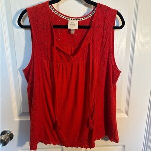 PLUS SIZE Knox Rose Red Blouse with cute tie details
